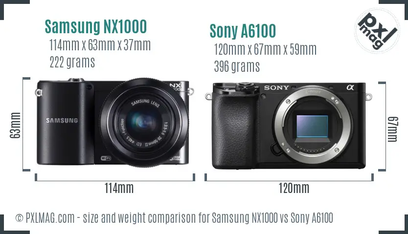 Samsung NX1000 vs Sony A6100 size comparison