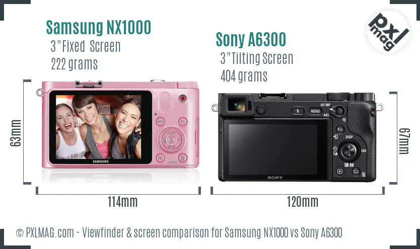 Samsung NX1000 vs Sony A6300 Screen and Viewfinder comparison