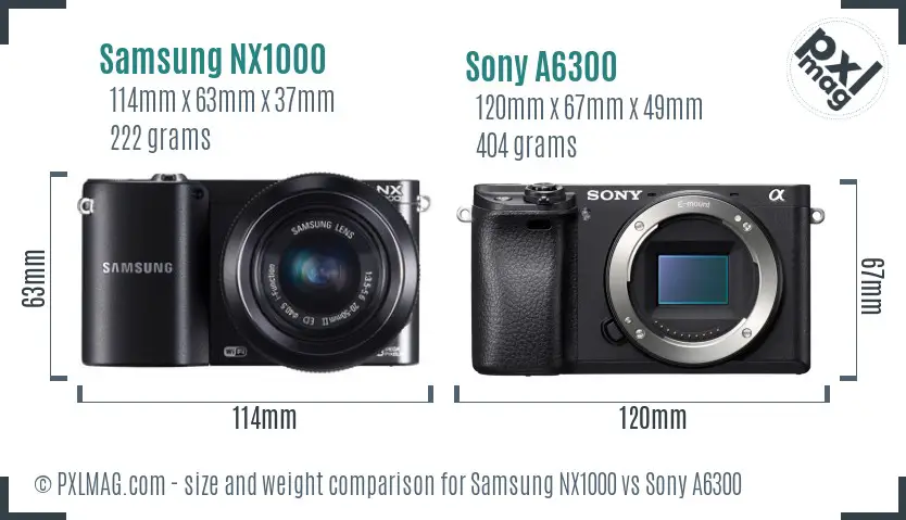 Samsung NX1000 vs Sony A6300 size comparison