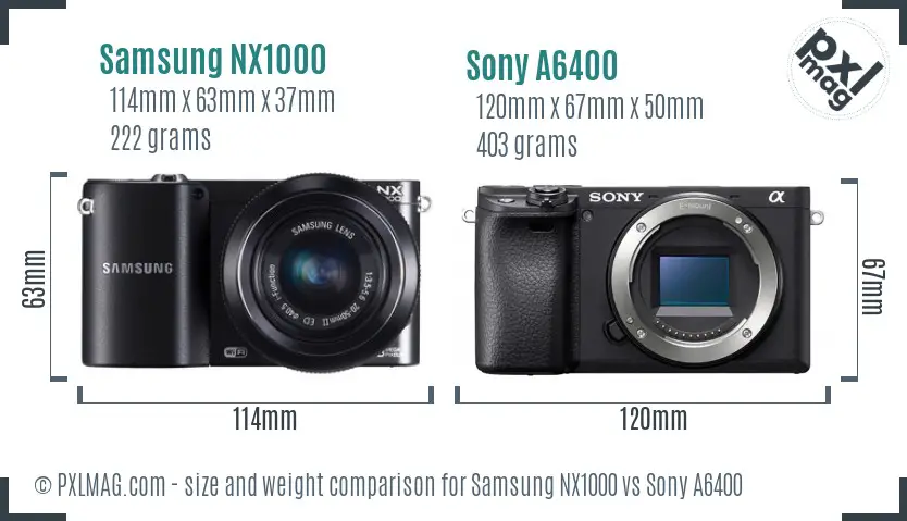 Samsung NX1000 vs Sony A6400 size comparison