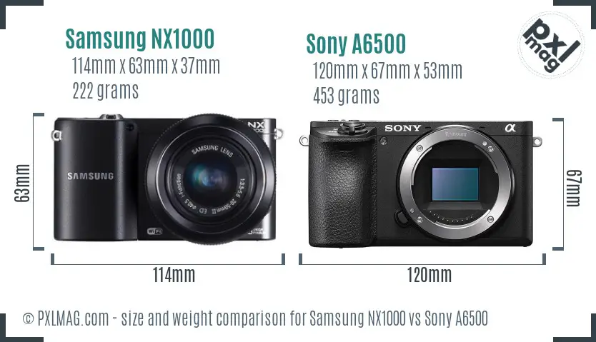 Samsung NX1000 vs Sony A6500 size comparison
