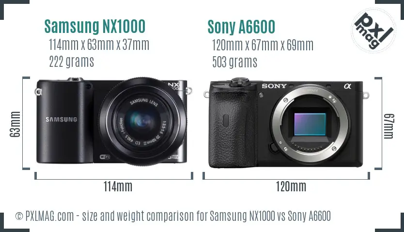 Samsung NX1000 vs Sony A6600 size comparison