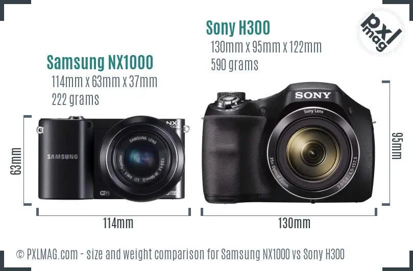 Samsung NX1000 vs Sony H300 size comparison