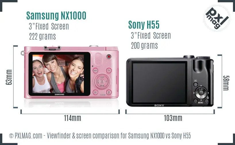 Samsung NX1000 vs Sony H55 Screen and Viewfinder comparison