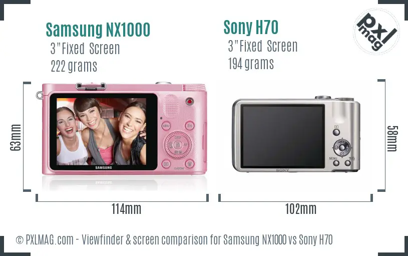 Samsung NX1000 vs Sony H70 Screen and Viewfinder comparison