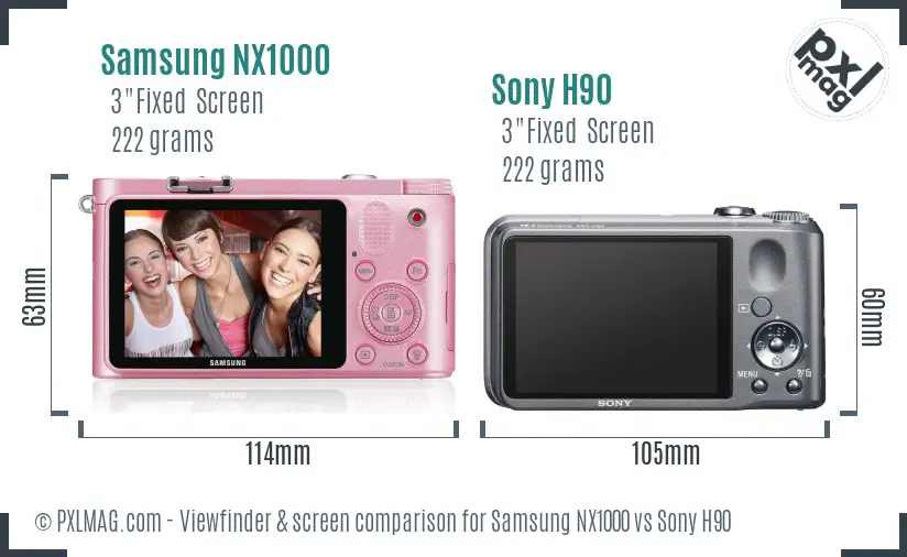 Samsung NX1000 vs Sony H90 Screen and Viewfinder comparison