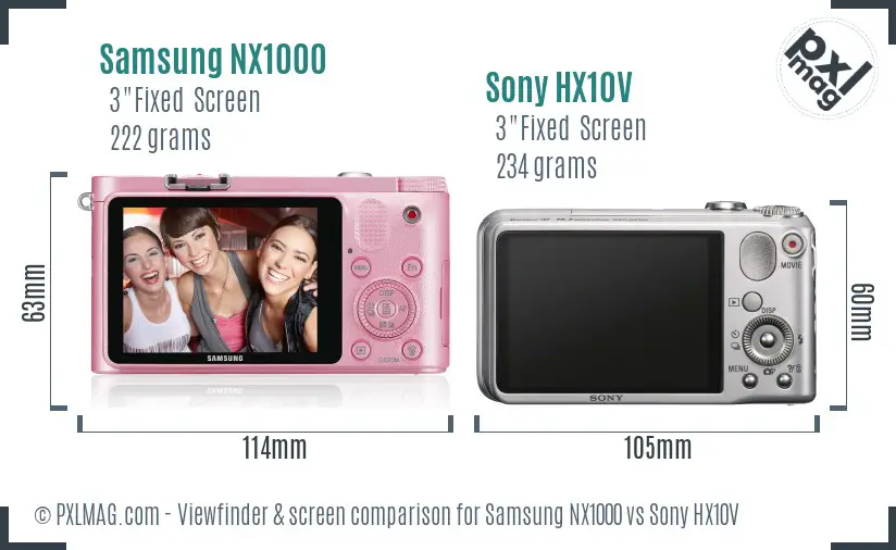 Samsung NX1000 vs Sony HX10V Screen and Viewfinder comparison