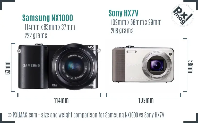 Samsung NX1000 vs Sony HX7V size comparison Samsung NX1000 vs Sony HX7V size comparison