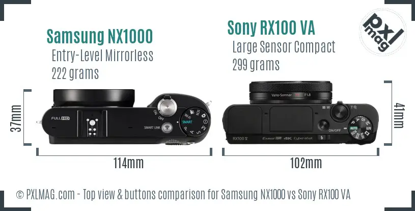 Samsung NX1000 vs Sony RX100 VA top view buttons comparison