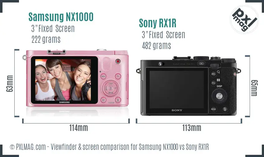 Samsung NX1000 vs Sony RX1R Screen and Viewfinder comparison