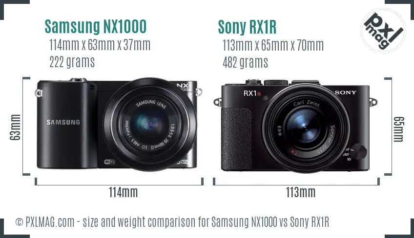 Samsung NX1000 vs Sony RX1R size comparison