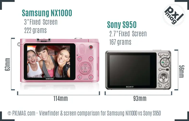 Samsung NX1000 vs Sony S950 Screen and Viewfinder comparison
