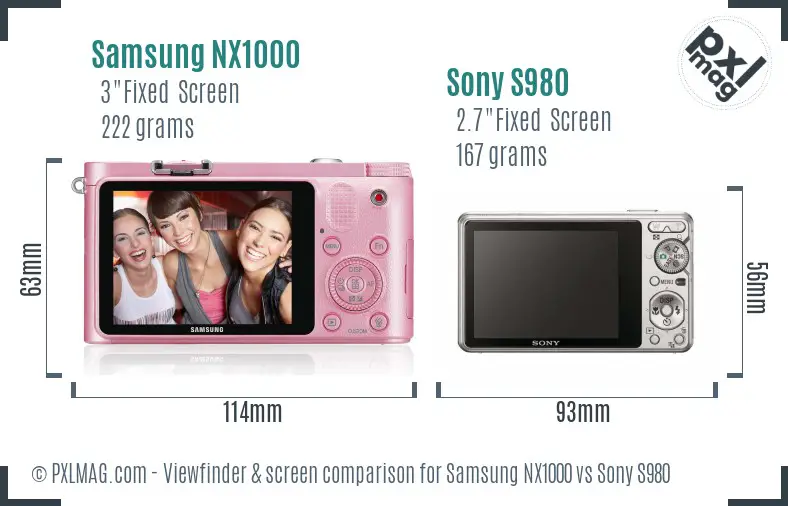 Samsung NX1000 vs Sony S980 Screen and Viewfinder comparison