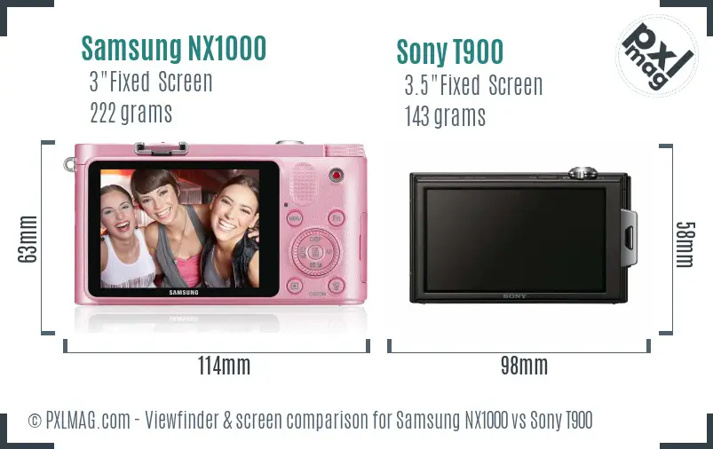 Samsung NX1000 vs Sony T900 Screen and Viewfinder comparison
