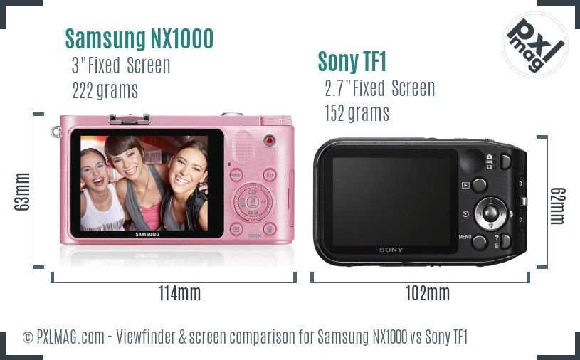 Samsung NX1000 vs Sony TF1 Screen and Viewfinder comparison