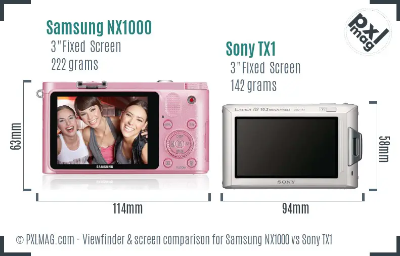 Samsung NX1000 vs Sony TX1 Screen and Viewfinder comparison