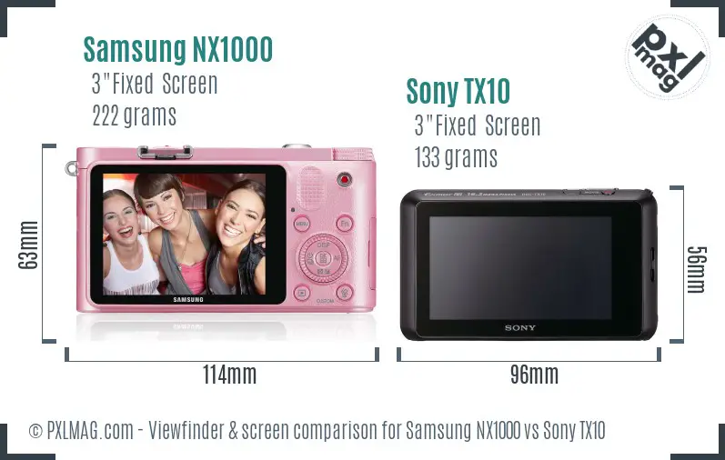 Samsung NX1000 vs Sony TX10 Screen and Viewfinder comparison