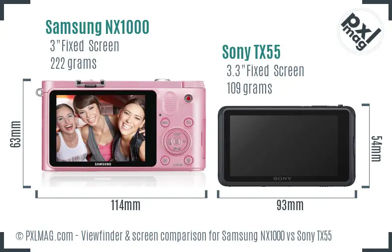 Samsung NX1000 vs Sony TX55 Screen and Viewfinder comparison
