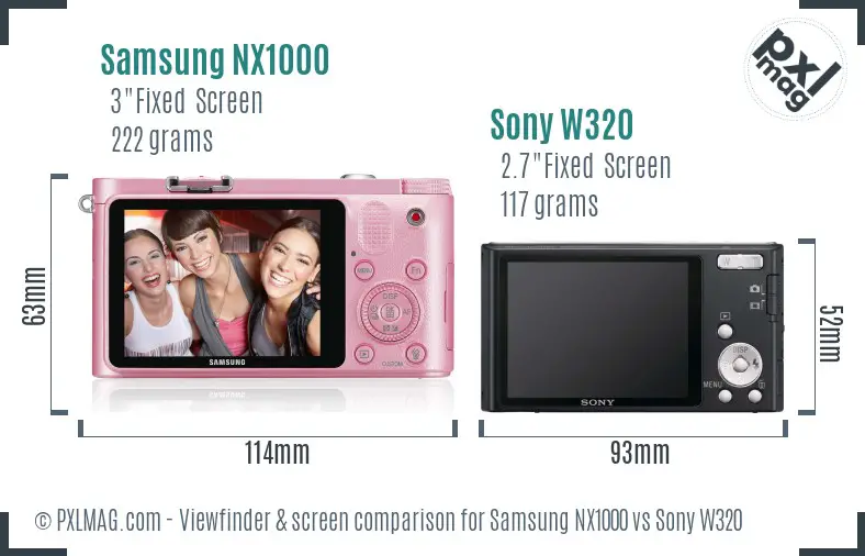 Samsung NX1000 vs Sony W320 Screen and Viewfinder comparison