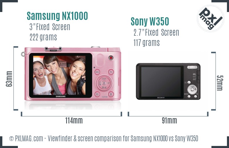 Samsung NX1000 vs Sony W350 Screen and Viewfinder comparison