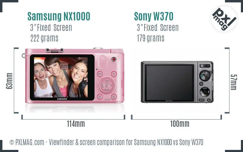 Samsung NX1000 vs Sony W370 Screen and Viewfinder comparison