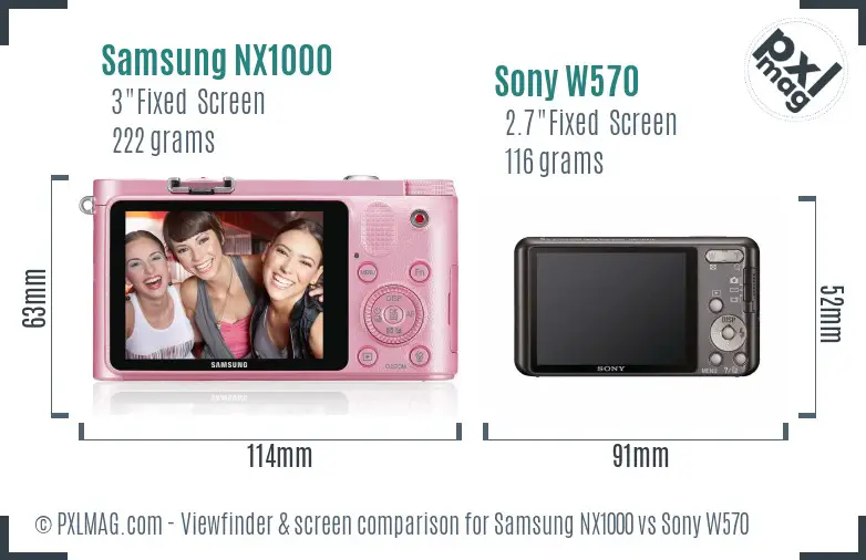 Samsung NX1000 vs Sony W570 Screen and Viewfinder comparison