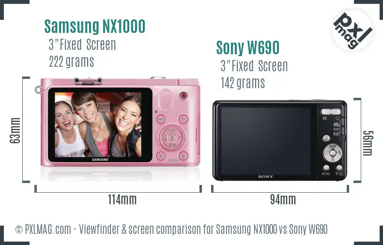 Samsung NX1000 vs Sony W690 Screen and Viewfinder comparison