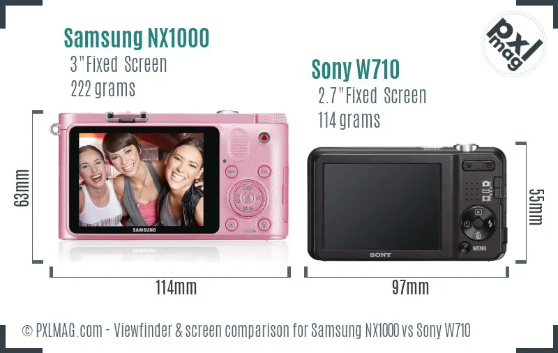 Samsung NX1000 vs Sony W710 Screen and Viewfinder comparison