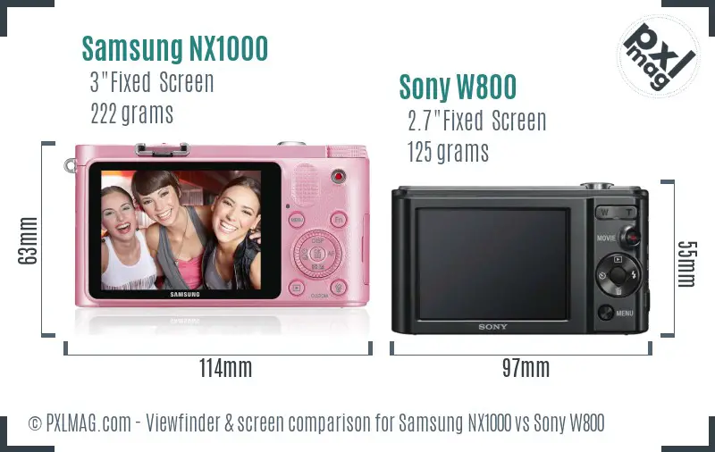 Samsung NX1000 vs Sony W800 Screen and Viewfinder comparison