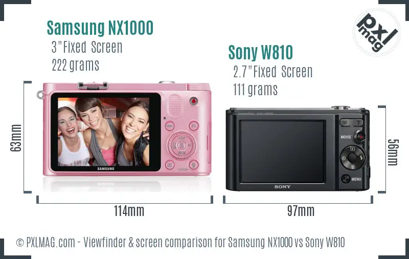 Samsung NX1000 vs Sony W810 Screen and Viewfinder comparison