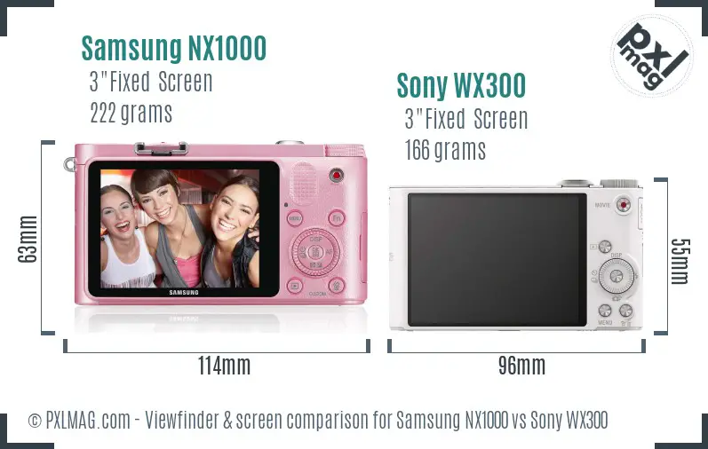 Samsung NX1000 vs Sony WX300 Screen and Viewfinder comparison