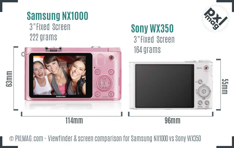 Samsung NX1000 vs Sony WX350 Screen and Viewfinder comparison