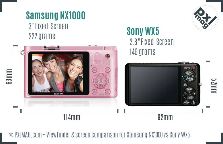 Samsung NX1000 vs Sony WX5 Screen and Viewfinder comparison
