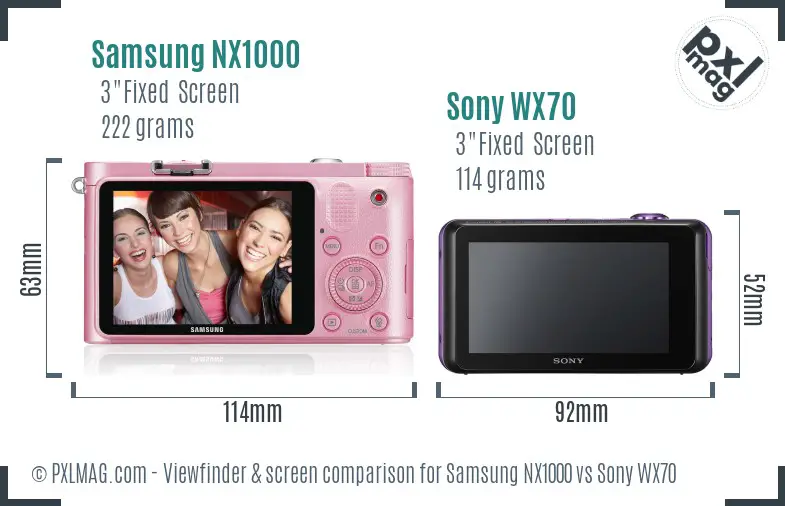 Samsung NX1000 vs Sony WX70 Screen and Viewfinder comparison