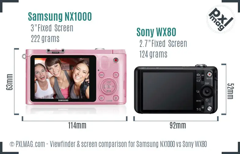 Samsung NX1000 vs Sony WX80 Screen and Viewfinder comparison