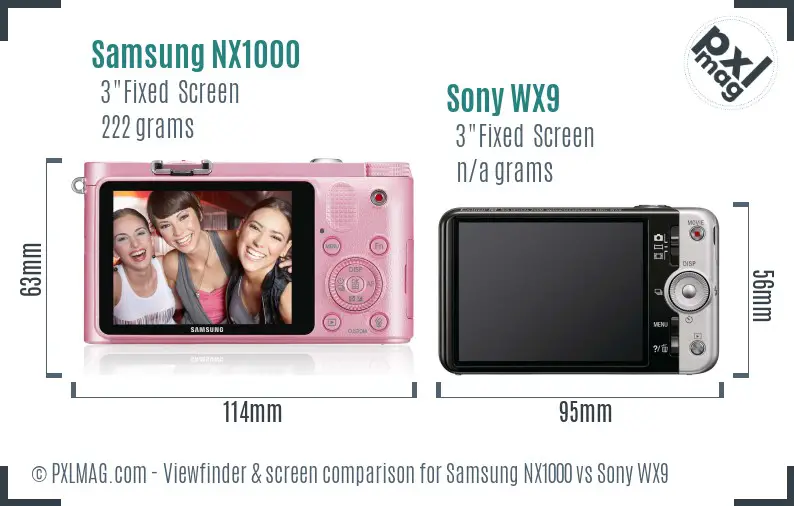 Samsung NX1000 vs Sony WX9 Screen and Viewfinder comparison
