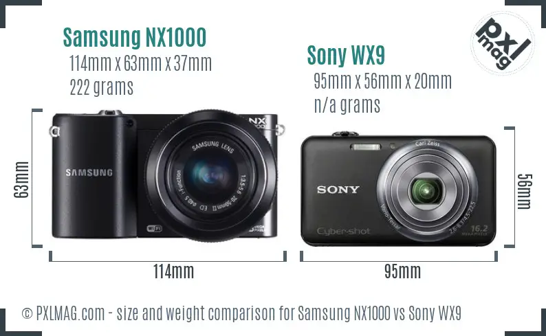 Samsung NX1000 vs Sony WX9 size comparison