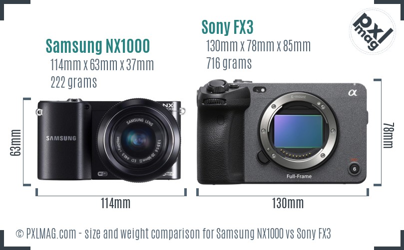 Samsung NX1000 vs Sony FX3 size comparison Samsung NX1000 vs Sony FX3 size comparison