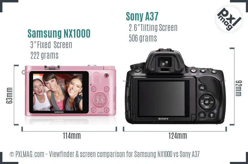 Samsung NX1000 vs Sony A37 Screen and Viewfinder comparison