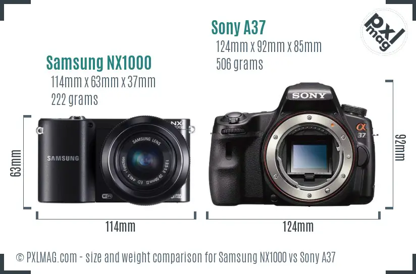Samsung NX1000 vs Sony A37 size comparison