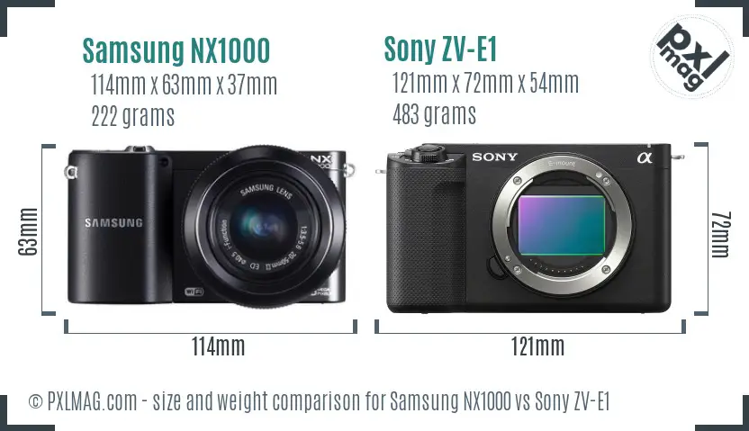 Samsung NX1000 vs Sony ZV-E1 size comparison Samsung NX1000 vs Sony ZV-E1 size comparison