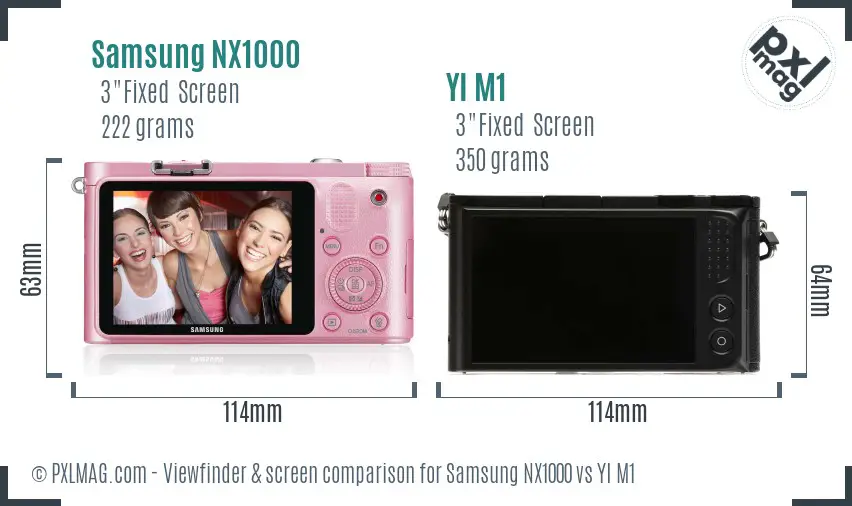 Samsung NX1000 vs YI M1 Screen and Viewfinder comparison