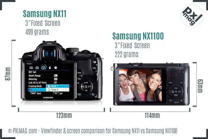 Samsung NX11 vs Samsung NX1100 Screen and Viewfinder comparison