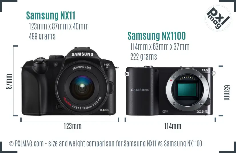 Samsung NX11 vs Samsung NX1100 size comparison