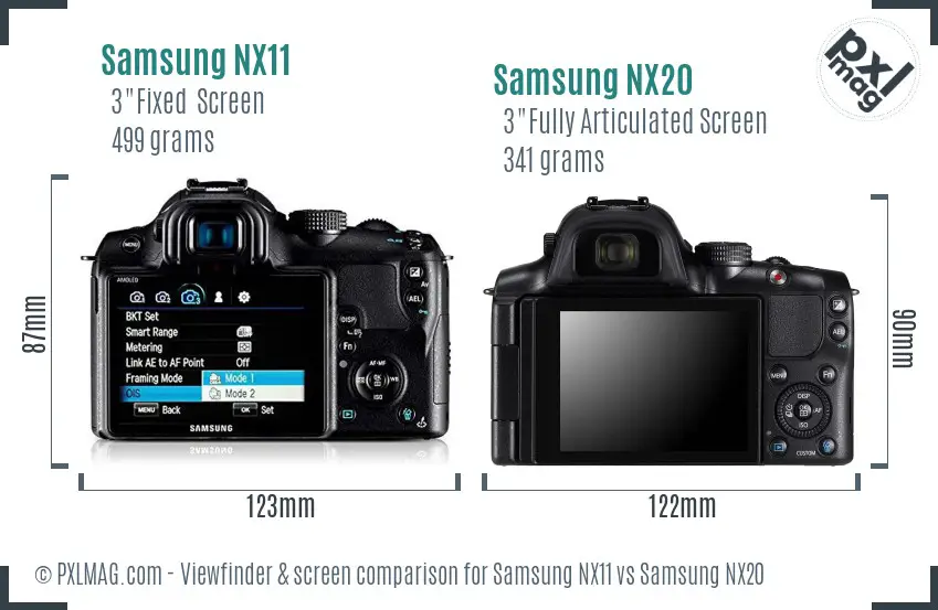 Samsung NX11 vs Samsung NX20 Screen and Viewfinder comparison