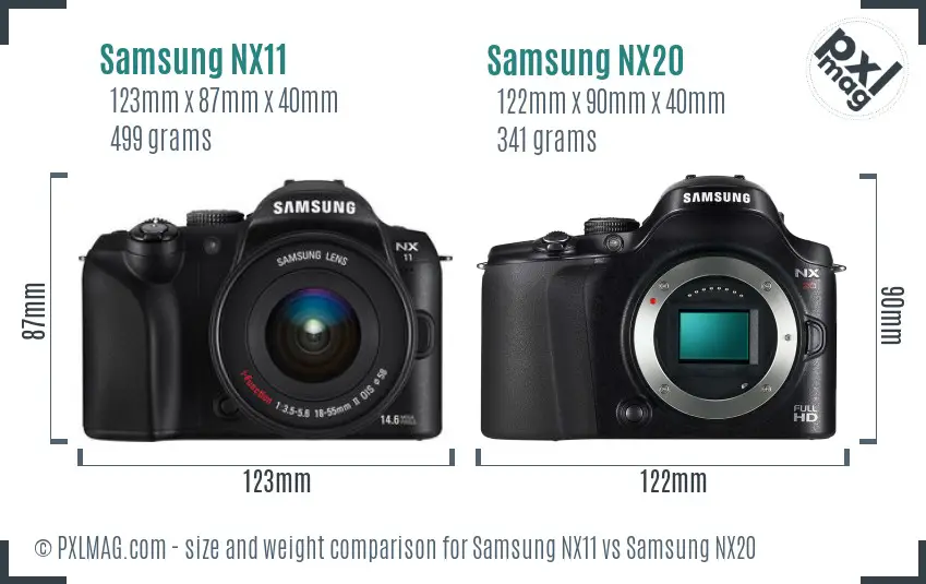 Samsung NX11 vs Samsung NX20 size comparison