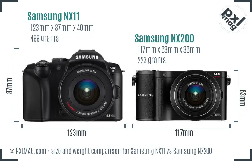 Samsung NX11 vs Samsung NX200 size comparison