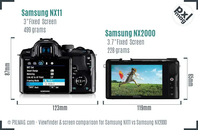 Samsung NX11 vs Samsung NX2000 Screen and Viewfinder comparison