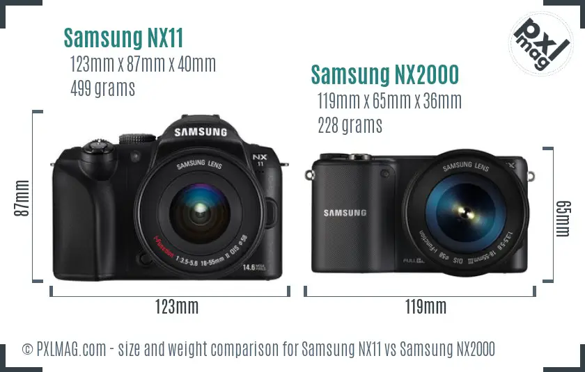 Samsung NX11 vs Samsung NX2000 size comparison