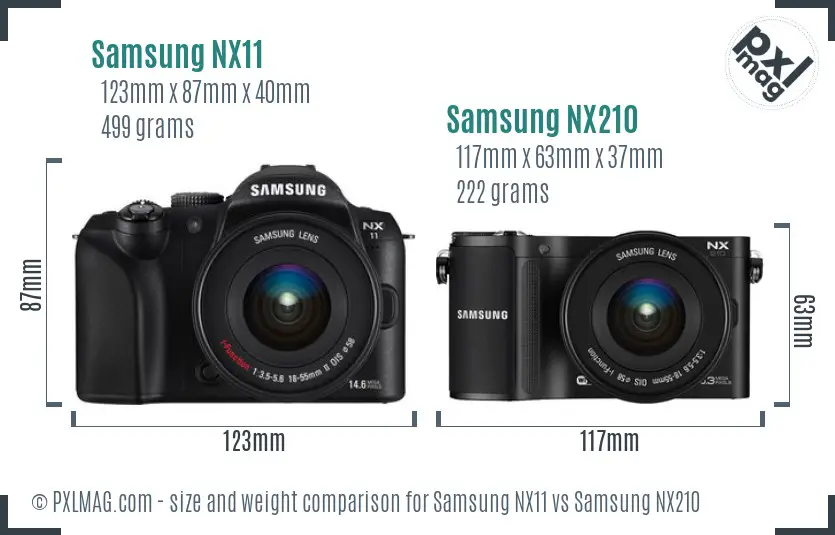 Samsung NX11 vs Samsung NX210 size comparison